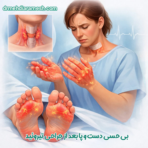 بی‌ حسی دست و پا بعد از جراحی تیروئید - دکتر مهدی آرامش